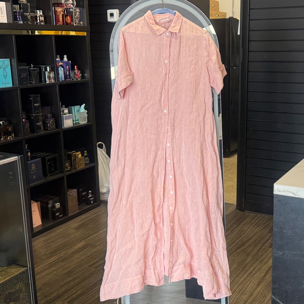 Lisa Marie Fernandez Blush Pink Button-Up Dress